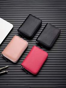 Ultra-Thin RFID Anti-Theft Zipper Wallet (With Hook) - Multi-Functional Card Holder, Securely Stores Travel Documents, Holds 22+ Cards And Cash, Durable Black Design, Minimalist Style Metal Clasp Charm, Credit Card Wallet - Multicolor - View 5