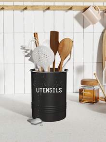 1PC Farmhouse Black Metal Kitchen Utensils Holder Countertop Cooking Tools Storage Bucket Organizer - View 12