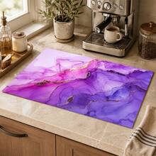 1 pieza Alfombrilla de drenaje de cocina de tierra de diatomeas con patrón de mármol, alfombrilla de secado rápido y antideslizante para cafetera y alfombrilla de secado de platos, adecuada para encimera de cocina y mesa de comedor - Multicolor - Ver 4