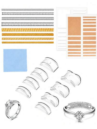 Alat Pengukur Ukuran Cincin untuk Cincin Longgar, Pengatur Ukuran Cincin Tak Terlihat dari Silikon, Pelindung Cincin, Pengencang Cincin untuk Cincin Longgar, Cocok untuk Pria & Wanita
