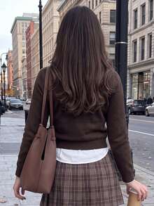 Women's Bear Pattern Casual Daily Wear Knit Top - Brown - View 8