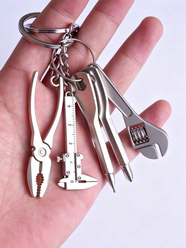 Colgante Llavero de Herramientas de Hardware Mini, Diseño de Juego de Herramientas Manuales con Alicates, Calibre, Llave Inglesa, Destornillador, Adecuado para Entusiastas de Herramientas, Regalo para el Padre