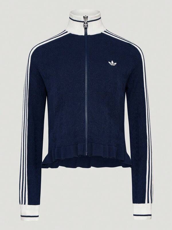 Adidas Originals Áo khoác thể thao nữ dáng ôm phối màu sọc