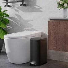 Slim 10L  Metal Bathroom Trash Can With Lid – Step-On Pedal, Soft Close, Removable Inner Bucket, Odor Control – Appropriate For Bedroom, Kitchen, Office - B - View 5