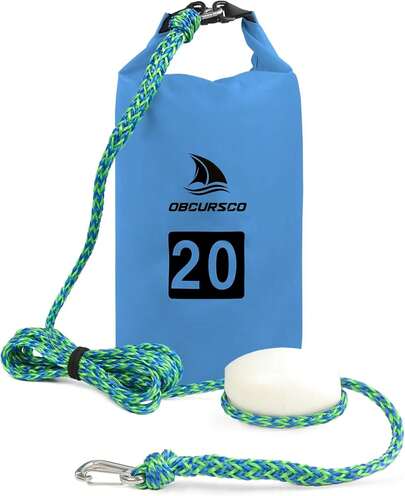 Obcursco 20L Jet Ski Anchor Kit PWC Anchor 2 In 1 Sand Bag Anchor For Float With Adjustable Buoy, PWC Sandbag Anchor For Jetski, Kayak, Seadoo