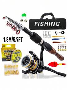 Ultra-Short Telescopic Lure Fishing Rod, Casting Rod, Boat Rod, Portable Small Sea Fishing Rod Tackle Set, Suitable For Multiple Water Bodies, Easy To Use - Multicolor - View 12