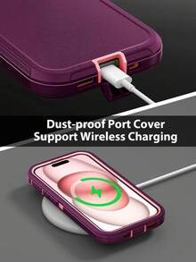 Anti-Drop Anti-Shock Anti-Wear Full Body Protection Phone Case, Durable And Sturdy, 3-In-1 Protective Case Compatible With Iphone, Galaxy And Other Phones - Wine Pink - View 8