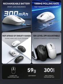 T-WOLF X4 Tri-Mode Gaming Mouse Bluetooth Pengisian Daya Nirkabel Tingkat Polling 1000Hz Mouse Ringan - View 3