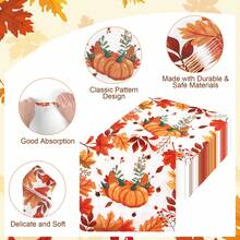 20/40/60PCS Fall Maple Leaf Pumpkin Napkins, Thanksgiving Party Decorations, Autumn Table Decor, Disposable Paper Napkins For Fall Gatherings - Maple Leaf Pumpkin - View 3