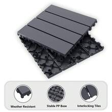 Interlocking Courtyard Deck Tiles Set | 12-Inch Weather-Resistant Plastic Outdoor Flooring | Suitable For Garden, Balcony, Poolside - Wood Grain - View 7