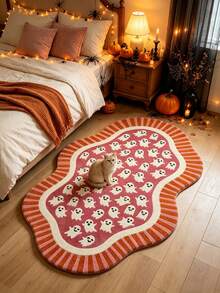 1 pieza Felpudo de Halloween con estampado completo de fantasma alienígena, alfombra de sala de estar, alfombra de área, alfombra grande, tapete de piso, alfombra de Halloween - Multicolor - Ver 2