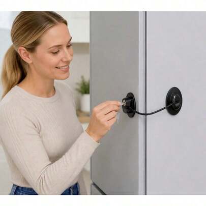 CIHYPEV Juego de 3 piezas (1 cerradura + 2 llaves) Cerradura para puerta de gabinete, cerradura para puerta de refrigerador, cerradura para cajón de archivo. Sin necesidad de perforación, sin necesidad de alimentación eléctrica. Adecuado para electrodomésticos de cocina, refrigeradores, gabinetes, cajones y puertas.