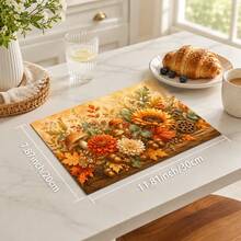 1pc Autumn Floral Harvest Pattern Diatomaceous Earth Kitchen Dish Drying Mat, Fast-Absorbing Quick-Dry Non-Slip Dish Drying Mat & Coffee Machine Mat, Suitable For Kitchen Countertop, Dining Table And Thanksgiving Home Decor - Multicolor - View 11