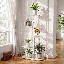 Modern Plant Stand 4/5/6 Tier Wooden Shelving & Metal Flower Rack For Indoor Garden & Outdoor Use - White - View 5