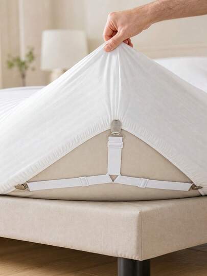 4pcs Adjustable Bed Sheet Clips, Metal Anti-Slip Fasteners, Suitable For Sofa Covers, Tablecloths, Tents, Durable And Easy To Install Bed Sheet Fixers, Home Bedroom Bedding Accessories, Suitable For Bed, Quilt, Bedroom Room Decoration
