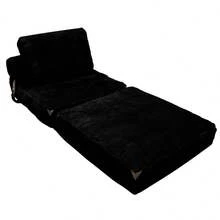 Modern Single-Seater Sofa With Integrated Storage And Elegant Tassel Details For A Cozy Home Space - 黑色 + 法蘭絨 - 查看 7