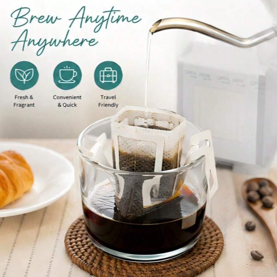 50/100/200pcs Optional Fine Filter Paper, Thick Tear-Resistant Material, Stable Hanging Ear Design, Fast Drip Filtration, Brings Rich And Pure Coffee Flavor, Suitable For Office Breaks, Outdoor Camping, Travel And Daily Home Brewing - Coffee and Tea Filters - View 1
