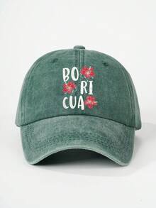 1件裝女款 BORICUA 印花花卉水洗棒球帽，可調節防曬休閒帽，適合戶外、春秋旅行、海灘度假，男款遮陽帽，Y2K 風格青年帽 - 棒球帽 - 查看 24