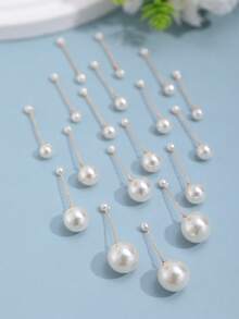 18pcs Multi Combination Faux Pearl Soft Hairpin, Suitable For Simple Headwear For Weddings, Daily Life, Parties, And Festivals - Gold - View 2