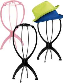 Foldable Multi-Functional Wig Stand, Portable And Durable Travel Wig Display Mannequin Head, Stable Base, Foldable Design, Suitable For Various Wig Types And Hat Storage, Room Decor - Multicolor - View 10
