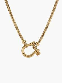 Vandermere 18K Gold Plated Stainless Steel Box Chain Necklace With Dual-Tone Chunky Clasp Pendant, Waterproof Jewelry For Women - Multicolor - View 11