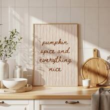 1pc Frameless Pumpkin Spice Print Autumn Kitchen Wall Art Vintage Fall Poster Coffee Theme Decor Aesthetic Apartment Living Room Bedroom Back To School Fun Poster Dorm Essentials - Autumn Quotes - View 1