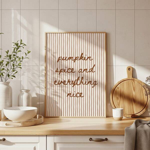1 Stück rahmenloses Pumpkin Spice Muster Herbst Küchen Wandkunst Vintage Herbst Poster Kaffee Thema Dekoration ästhetisch Wohnung Wohnzimmer Schlafzimmer Schulanfang Spaß Poster Studentenwohnheim Essentials