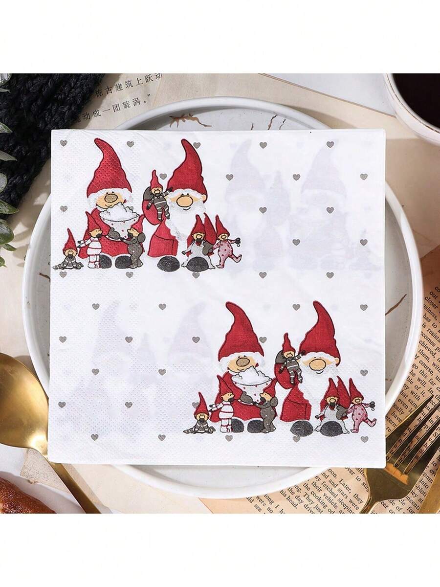 AFYPRTY 20pcs/Bag Christmas Napkins 6.5-Inch Napkins Festival Decorations Suitable For Christmas Party Decoration Restaurant Kitchen Bar Supplies,Christmas - A - View 1