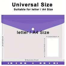 6/12pcs Plastic Envelope Loose-Leaf Binder 11-Hole Expandable Binder Folder, Suitable For 2/3/4-Ring Universal Document Bag, With Snap Button And Label Transparent Loose-Leaf, Suitable For School Home Office (Vertical Opening) - Front Opening - View 3