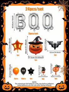 24pcs/Set Halloween Pumpkin Pillar Set, Includes Hat Pumpkin, Bat, BOO Letter Theme Designs, Suitable For Halloween Theme Birthday, Company Team Building, Market Photo Shoot - Multicolor - View 7