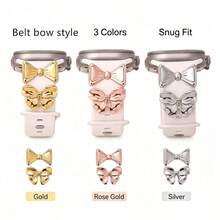 2pcs Zinc Alloy Watch Band Decorative Rings, Suitable For Apple Watch, Luxury Bowknot Design, Brilliant Shiny Texture, Easily Accessorize Your Wrist Fashion, Enhance Your Stylish Outfit (Watch Band Not Included) - Mouldless - View 2