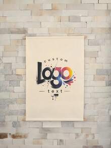 1件客製化Logo垂直商業招牌，可客製Logo/文字的懸掛布製橫幅，市集展示、快閃店品牌宣傳、攤位展覽用 - 彩色 - 查看 2