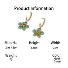 1 Pair Elegant Luxury French Summer Vacation Beach Style Sparkling Handmade Drip Oil Light Green Enamel Pendant Earrings For Women - Green - View 5