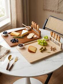 1 Set Papan Keju Kayu, Set Papan Keju Kayu Multifungsi, Cocok Untuk Sarapan di Rumah, Buah, Camilan, Piknik di Luar Ruangan, Pesta, Piring Keju untuk Teh Sore, Piring Ham, Hadiah - View 10