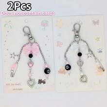 1pc/2pcs Fashion Handmade Resin Beaded Keychain, Punk Style Women's Fashion Accessory, Lobster Clasp Pendant, Car Decoration, Bag Charm, Gothic Style - Multicolor - View 16