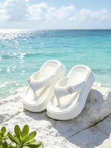 Barnflickors vita blommiga platåsandaler, mångsidiga, perfekta för sommar, strand och utomhus - Vitt - Visa 5