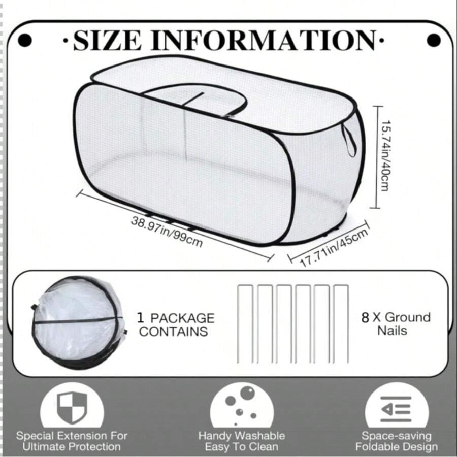 1 Pack White Garden Plant Protection Cover, With 8 Ground Stakes, Thicker PE Garden Row Cover, Accelerator Plant, Greenhouse Protection Cover, With Zipper For Raised Bed Planting, Fruits And Vegetables (39 X 18 X 16 Inches) - 1-piece Set - View 1