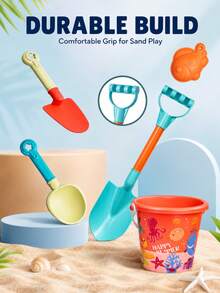 14/16pcs Kids Beach Toy Set, Includes Bucket, Watering Can, Shovel, Rake And Animal Molds, Colorful Outdoor Seaside Play Accessories - Multicolor - View 3
