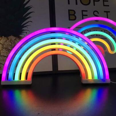 1pc Rainbow Cute Neon Light 11.8x6.49in (Approx. 30x16.5cm) USB/Battery Powered, Dual Power LED Wall Art, Valentine's Day/Birthday Party/Room/Home/Bar/Christmas Decoration