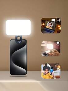 Portable Selfie Fill Light Video Conference Light With Phone Camera Clip, Clip-On LED Light For Video Conferencing, 3 Lighting Modes, Rechargeable, Portable, Suitable For Laptop/Phone/Tablet/Zoom Meeting/Makeup - A - 查看 2