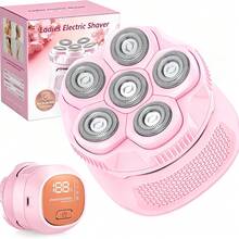 ALUSHEE 6D可拆卸磁吸浮動頭女士電動刮鬍機，IPX7防水乾濕兩用面部刮鬍刀全身除毛器，120分鐘無線使用，電池容量1400mAh，USB-C快充附LED數位顯示與旅行鎖，便攜旅行刮鬍機適用腿部、手臂、腋下、比基尼線等 - 彩色 - 查看 13