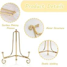 1pc (10cm/3.94in) Gold Iron Plate Display Stand, Suitable For Plates, Photos, Etc., Photo Display Stand, Card Display, Decorative Plate, Artwork - A - View 10