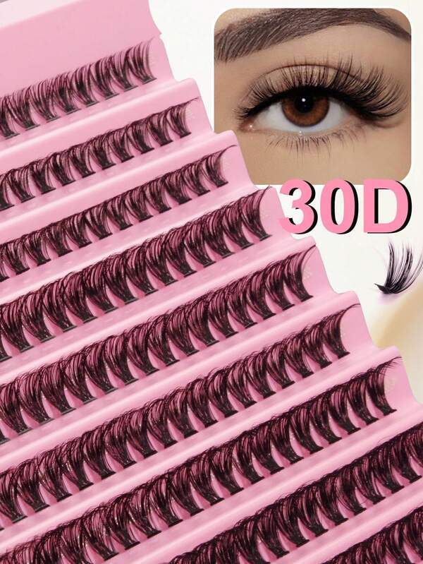 Cílios Postiços Cat-Eye 30D com 200 Aglomerados, Comprimento Misto de 10-16mm, Curvatura D. Efeito Natural, Fofo e Denso DIY, Custo-Benefício. Amigável para Iniciantes, Reutilizável. Adequado para Maquiagem Diária, Festa, Apresentação em Palco ou Feriado
