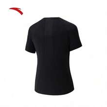 Anta Butterfly Back Ice Silk T-Shirt | UV Protection Sun Protection Short Sleeve T-Shirt Women's Summer Moisture-Wicking Breathable Running Sports Top - Basic Black-5 - View 2