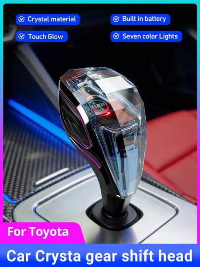 XUDA 2026 Nueva Pomo de Palanca de Cambios de Cristal, Pomo de Palanca de Cambios con Luz LED de Siete Colores de Cristal, Iluminación Lateral, Plug And Play, Agarre Cómodo, Resistente al Desgaste y a los Arañazos, Adecuado para Automóviles