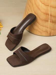 Women's Flat Sandals 2026 Spring/Summer New Versatile Soft Sole Beach Slides Fashion Roman Sandals Plus Size Women's Shoes 41-43 - Dark Brown - View 4