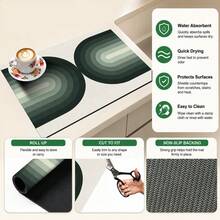 1pc Modern Minimalist Geometric Pattern Diatomaceous Earth Kitchen Drain Mat, Fast-Absorbing Quick-Dry Non-Slip Coffee Machine Mat And Dish Drying Mat, Suitable For Kitchen Countertop And Home Decor - Multicolor - View 6