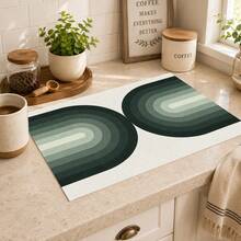 1pc Modern Minimalist Geometric Pattern Diatomaceous Earth Kitchen Drain Mat, Fast-Absorbing Quick-Dry Non-Slip Coffee Machine Mat And Dish Drying Mat, Suitable For Kitchen Countertop And Home Decor - Multicolor - View 3