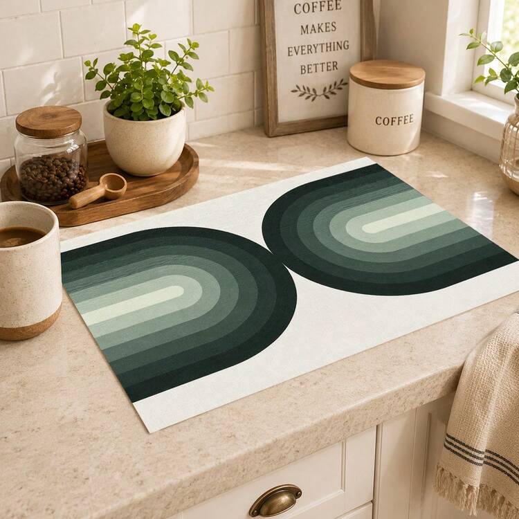 1pc Modern Minimalist Geometric Pattern Diatomaceous Earth Kitchen Drain Mat, Fast-Absorbing Quick-Dry Non-Slip Coffee Machine Mat And Dish Drying Mat, Suitable For Kitchen Countertop And Home Decor - Multicolor - View 3