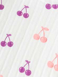 Girls 6pcs Set Fashion Cherry Pattern Ribbed Crew Neck Regular Long Sleeve Top + Solid Color Striped Flare Leg Pants, Casual Outfit For Autumn/Winter, Perfect For Outdoor Wear - Multicolor - View 7
